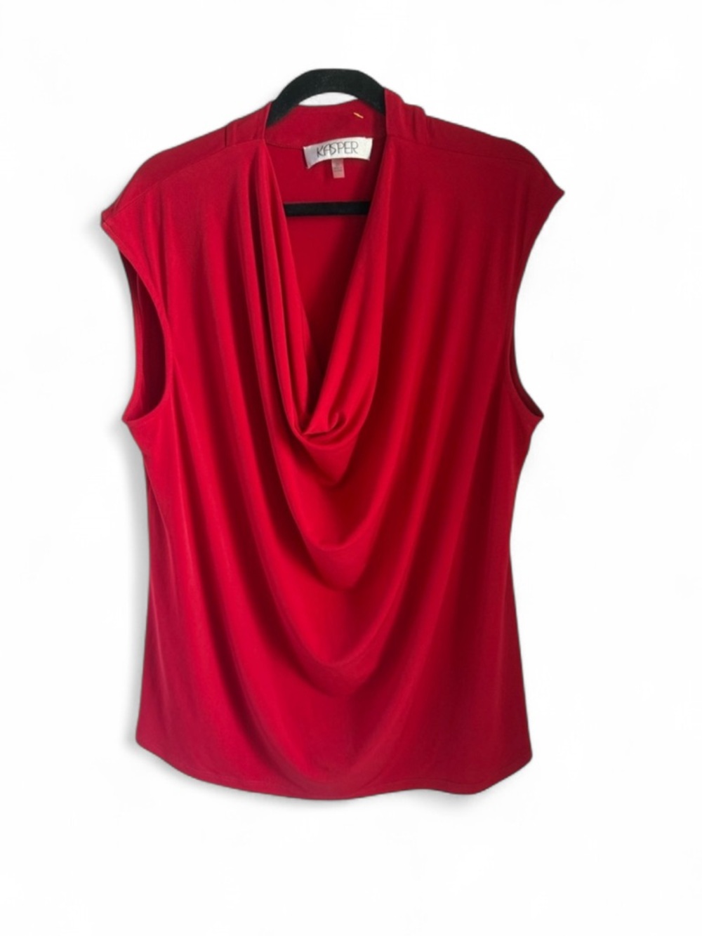 Kasper Elegant Red Drape Neck Top